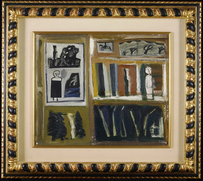  142-Moltiplicazione II. Assemblaggio pittorico di oggetti, figure e paesaggi -Collezione beni confiscati-Palazzo della Cultura-Reggio Calabria 